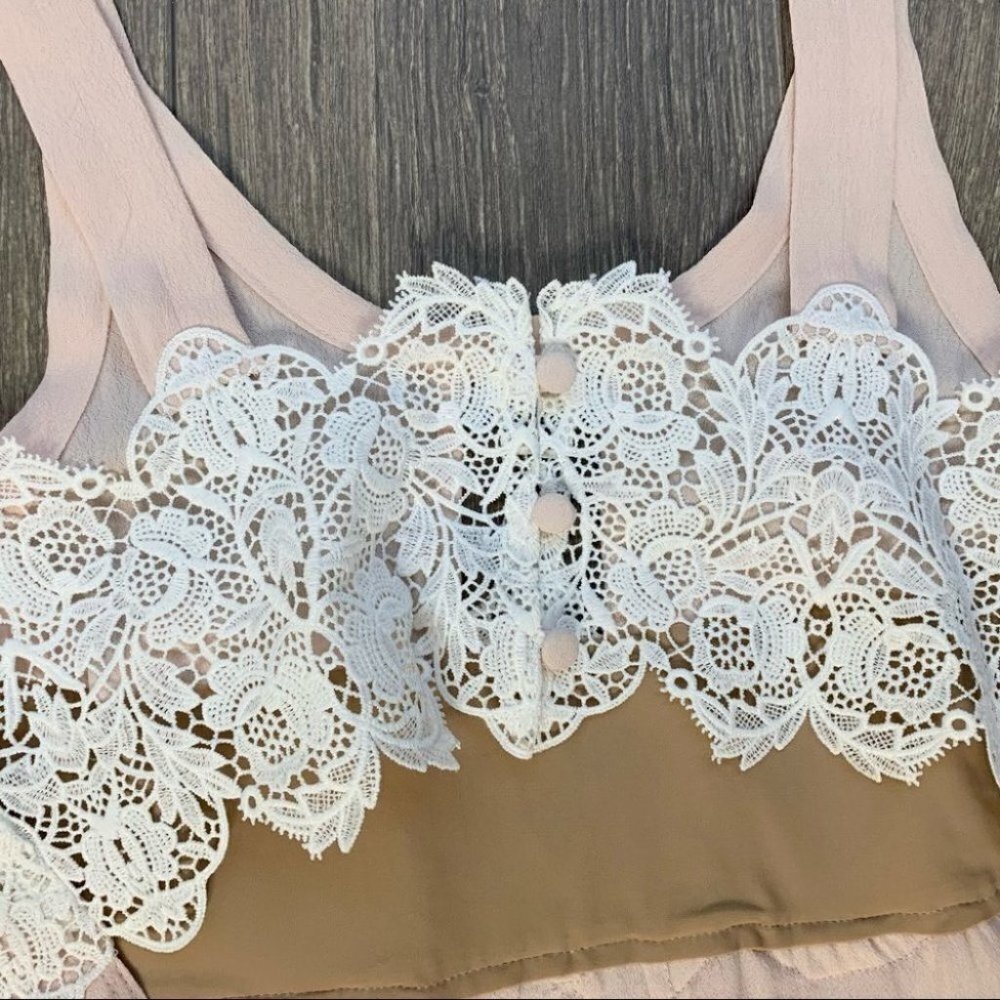 For Love and Lemons Sienna Mini Dress Keyhole Lace Dusty Rose Pink Size Small - Picture 13 of 16